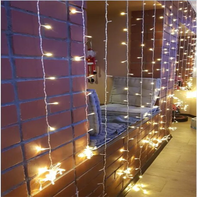 Christmas Decoration 3*3 6*3 9*3M Window Curtain Lights Outdoor Garland for Wedding Garden Patio String Lights New Year 2024