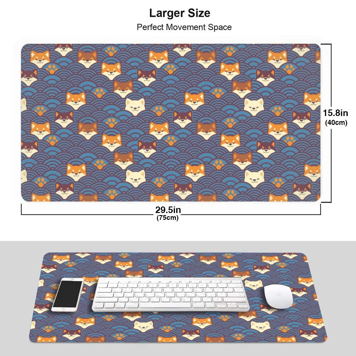 Japanese Waves And Shibas Akita Inu Dog Laptop Mouse Pad Keyboard Mouse Mat XL Fabric Mousepad for Gamers