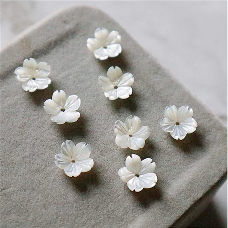 20Pcs/lot natural shell beads 10mm spacer carved 3d flower beads cap for diy  earrings bracelet jewelry making accessories