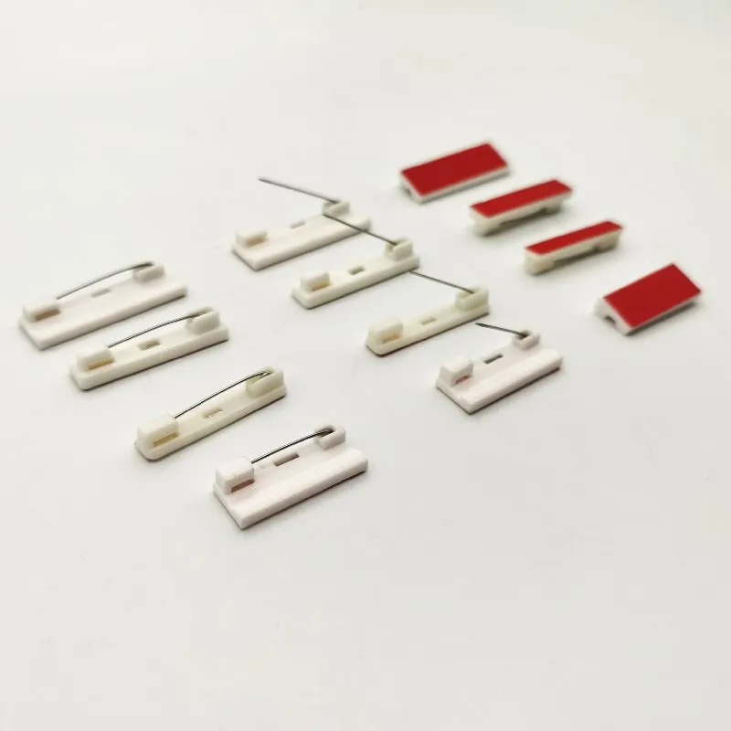 10pcs  White Plastic Pin Safety Pins Brooch base with Double-sided adhesive DIY Jewelry Making