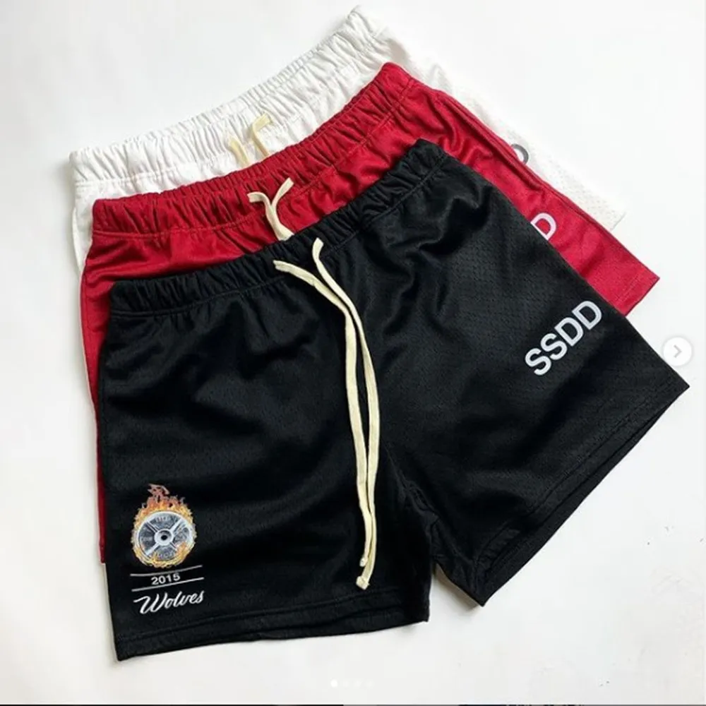 New muscle brothers sports fitness shorts men's thin section mesh running equipment training breathable quick-drying beach pants