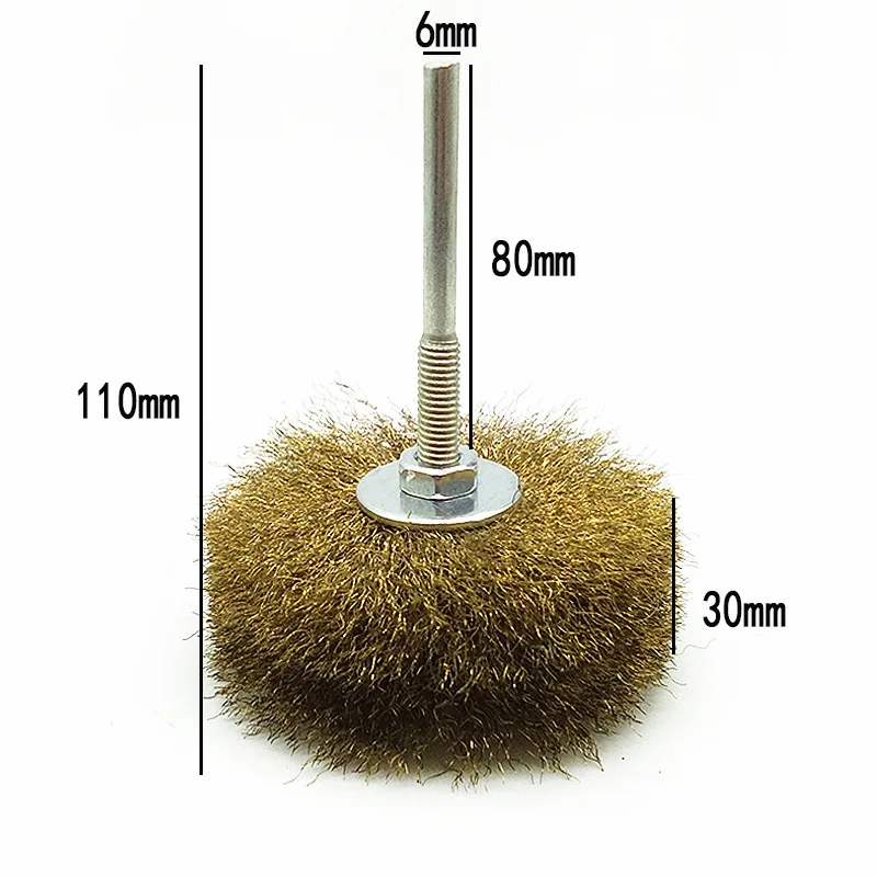 1Pcs 6mm Schaft Messing Draht Rad Pinsel Dremel Tasse Power Tool Für Rost Dremel Zubehör Dreh Werkzeuge Polieren pinsel