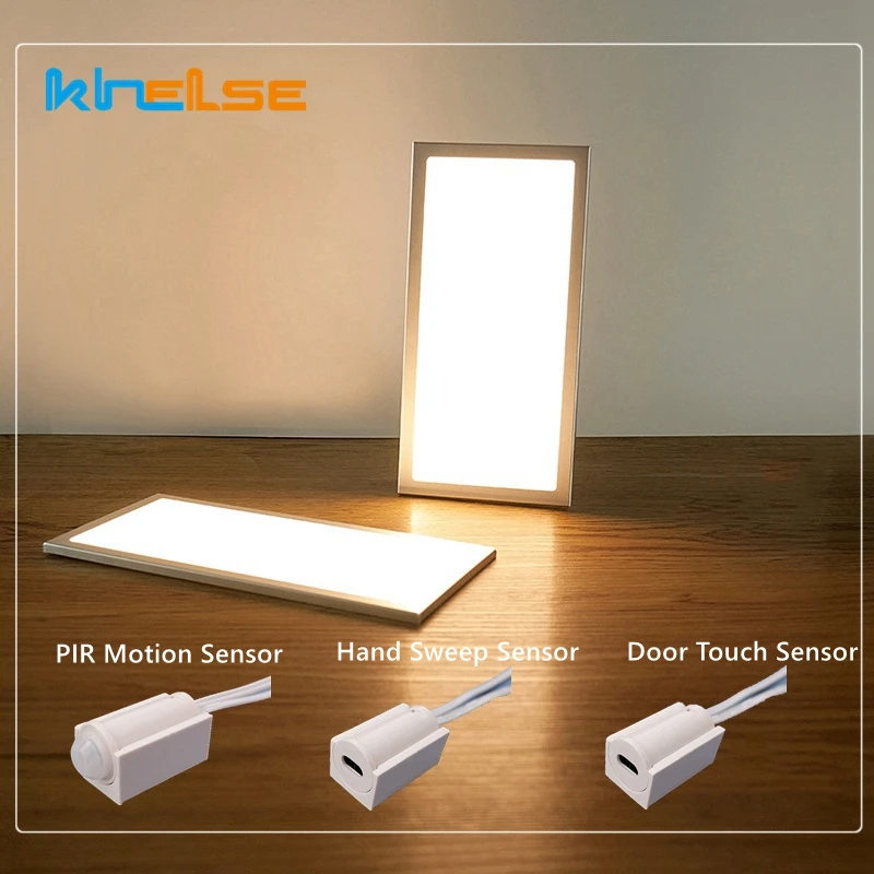 

Ultra Thin LED Under Cabinet Light 12V 3W/5W Night Light Dimming PIR Motion Hand Sweep Door Touch Sensor Wardrobe Panel Lamp