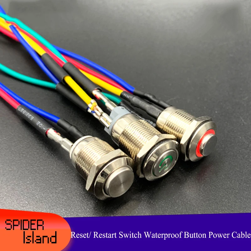 

12mm Metal Button Switch with Cable Waterproof Self-reset Start Power Cable with LED 24V