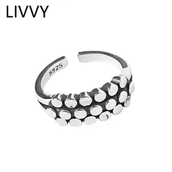 LIVVY Silver Color Love Jewelry Rings for Women Couples New Fashion Round Handmade Ring Party Jewelry Gifts