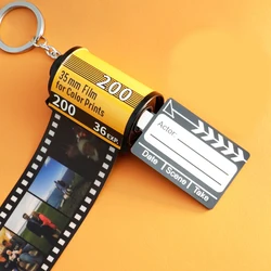 Llavero personalizado con texto y película de memoria, llaveros personalizados, rollo de película, álbum, bricolaje