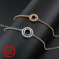 1Pcs 6-8MM Round Prong Bezel Bracelet Settings Halo Rose Gold Plated Solid 925 Sterling Silver Tray for Gemstone 1900245