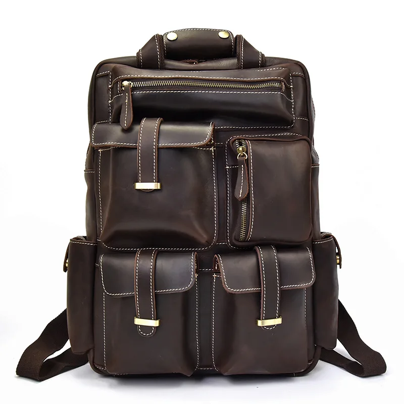 

Men's Vintage BackpackTravel Bag Outdoor Leisure Leather Large Capacity Backpack Mountaineering Bag Mochia Bookbag