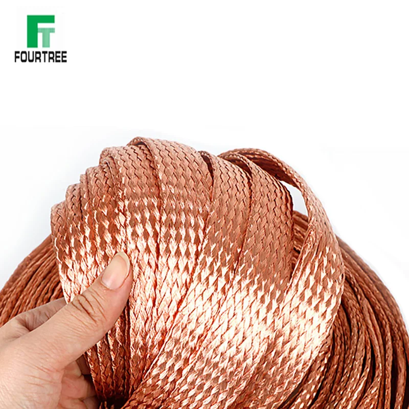 5 Meters Copper Tinned Bare Ground Braid Lead WIre Signal Shielded Cable Conductive Tape High Flexibility 1.5-12mm 4-20mm Width