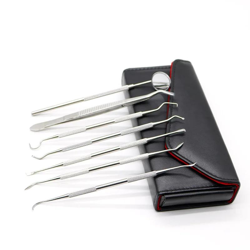 Dental Tool Set Stainless Steel Mouth Mirror Probe Tooth Care Kit Instrument Tweezer Hoe Sickle Scaler Dentist Prepare Tools