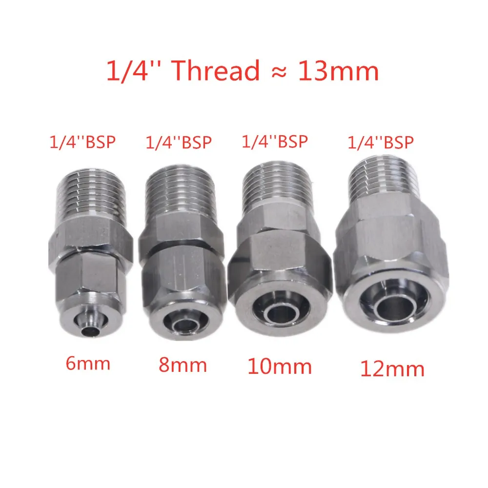 1pc Quick connectors Tube Pipe Fittings Threaded Male Connector Stainless Steel SS 304 1/8\'\' 1/4\'\' 3/8\'\' 1/4\'\' BSP Thread