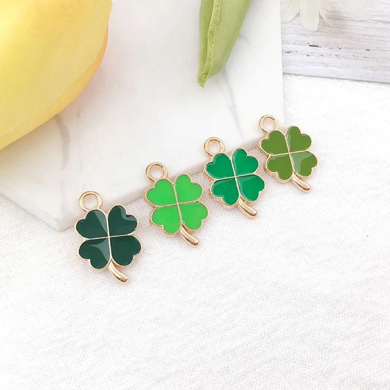 10pcs 11*18mm New Full Enamel Four Leaf Clover Charms Pendants For DIY Jewelry Making Handmade Earrings Bracelet Pendants