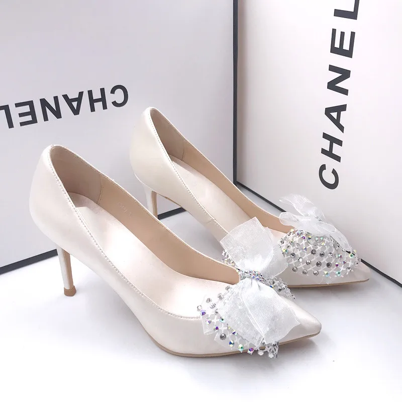 لتقوم بها بنفسك جميلة شبكة القوس عقدة مشرقة الزفاف أحذية الحفلات اكسسوارات ل صندل كعب عالٍ الأحذية النعال الزينة