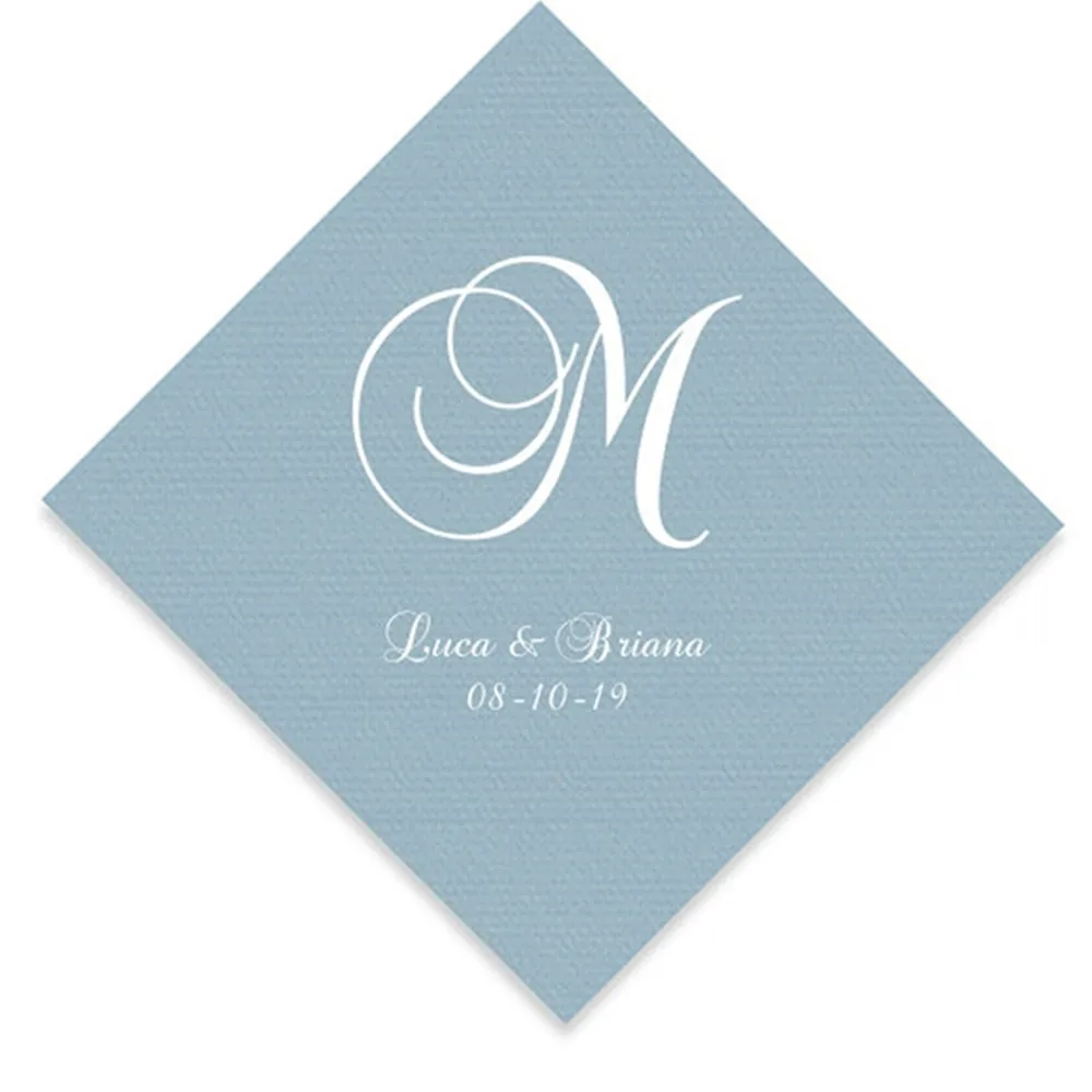 Personalized 100 Wedding Napkins Linen Like Soft Paper HIGH QUALITY Beverage Cocktail Napkins Custom Printed Lots of color