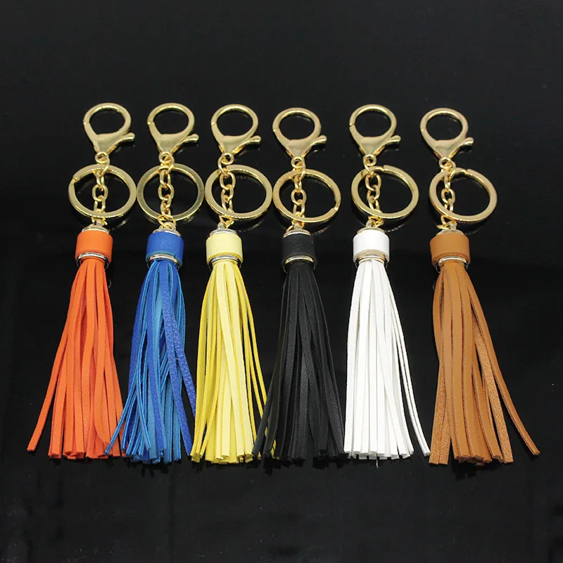 Long Tassle Key Rings Charm Zinc Alloy Leather Key Chain Car Bag Purse Key Accessories For Women Men Gift Party 22 Colors image 2