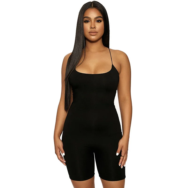 Yhotmeng-body sexy de color, mono ajustado con tirantes, talla corta, negro, sin tirantes, espalda descubierta