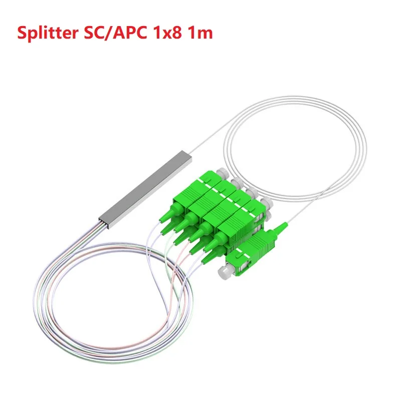 

FTTH SC/APC 1X8 fiber optic splitter PLC splitter optical fiber splitter G657A 9/125um SM 0.9mm