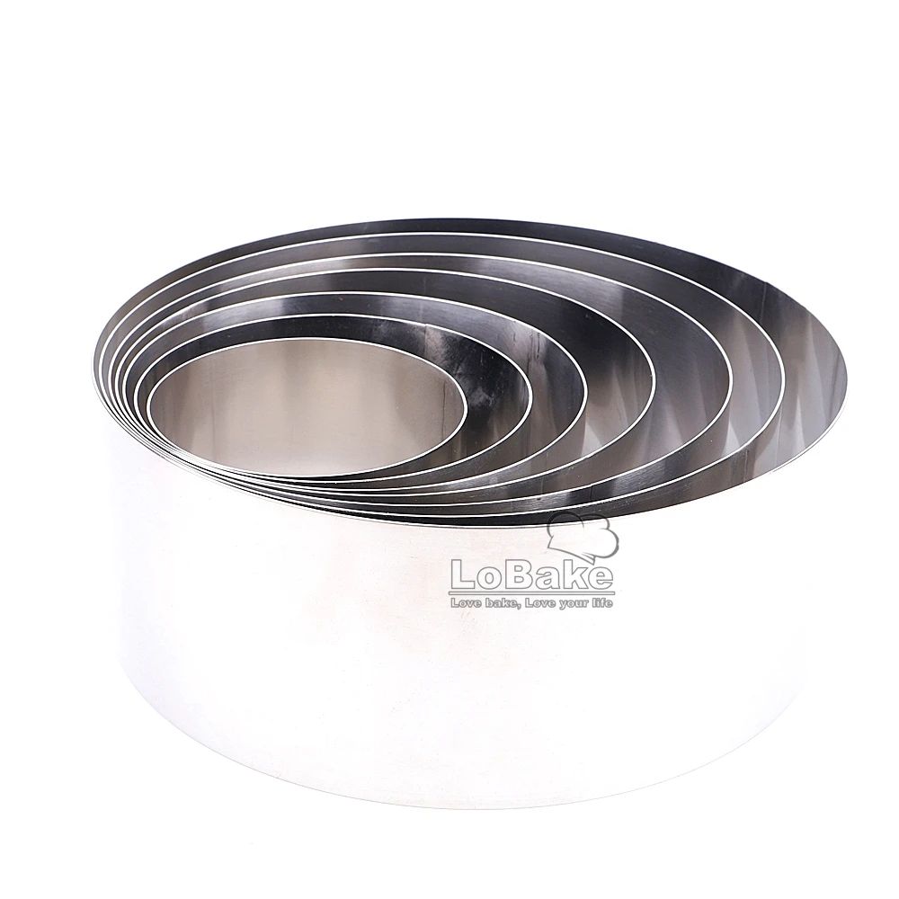 10cm height 4, 5, 6, 7, 8, 9, 10 inches smooth round circle 304 stainless steel mousse ring mold layer wedding cake molds DIY