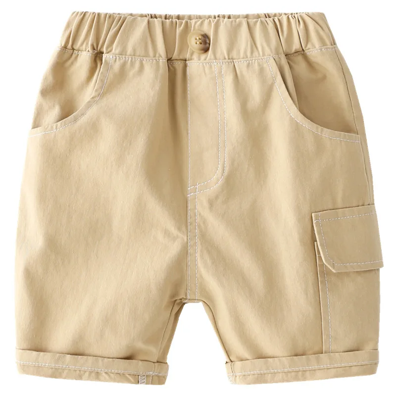 Cor sólida meninos shorts moda casual criança na altura do joelho verão calças de algodão cintura elástica das crianças roupas dos miúdos