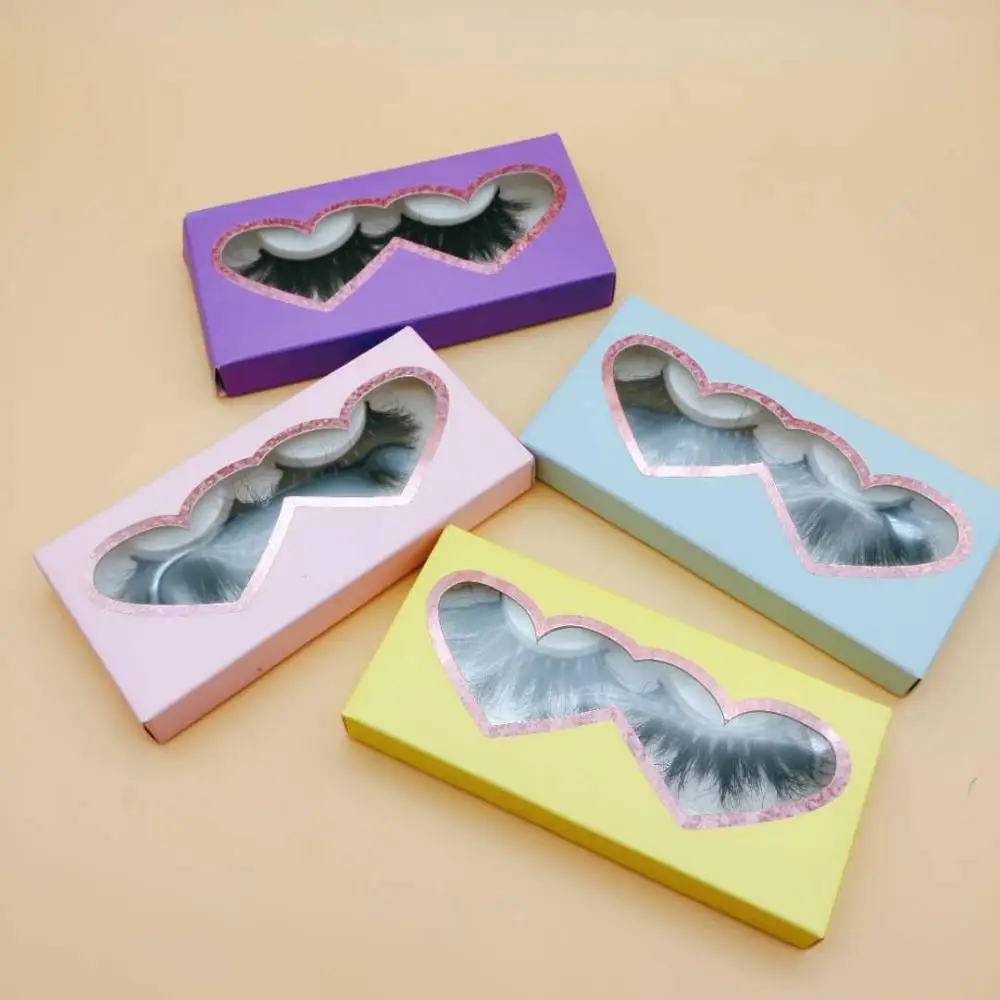 25mm mink eyelashes supplier bulk wholesale with heart-shaped window lashes carton packaging can be mixed styles free shipping