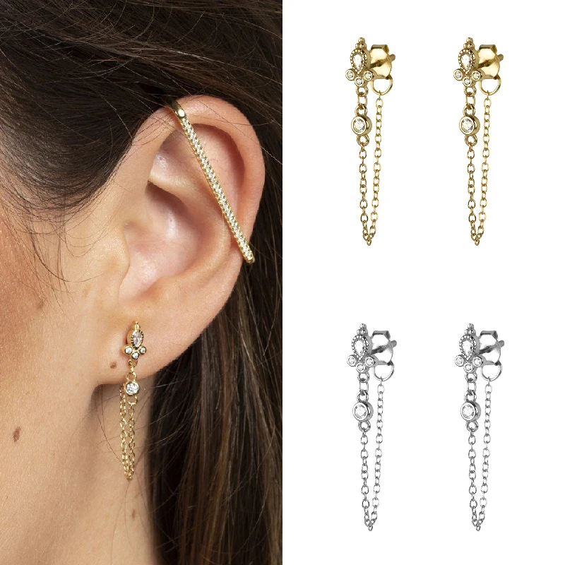 

Серьги-гвоздики с кисточками и цепочкой