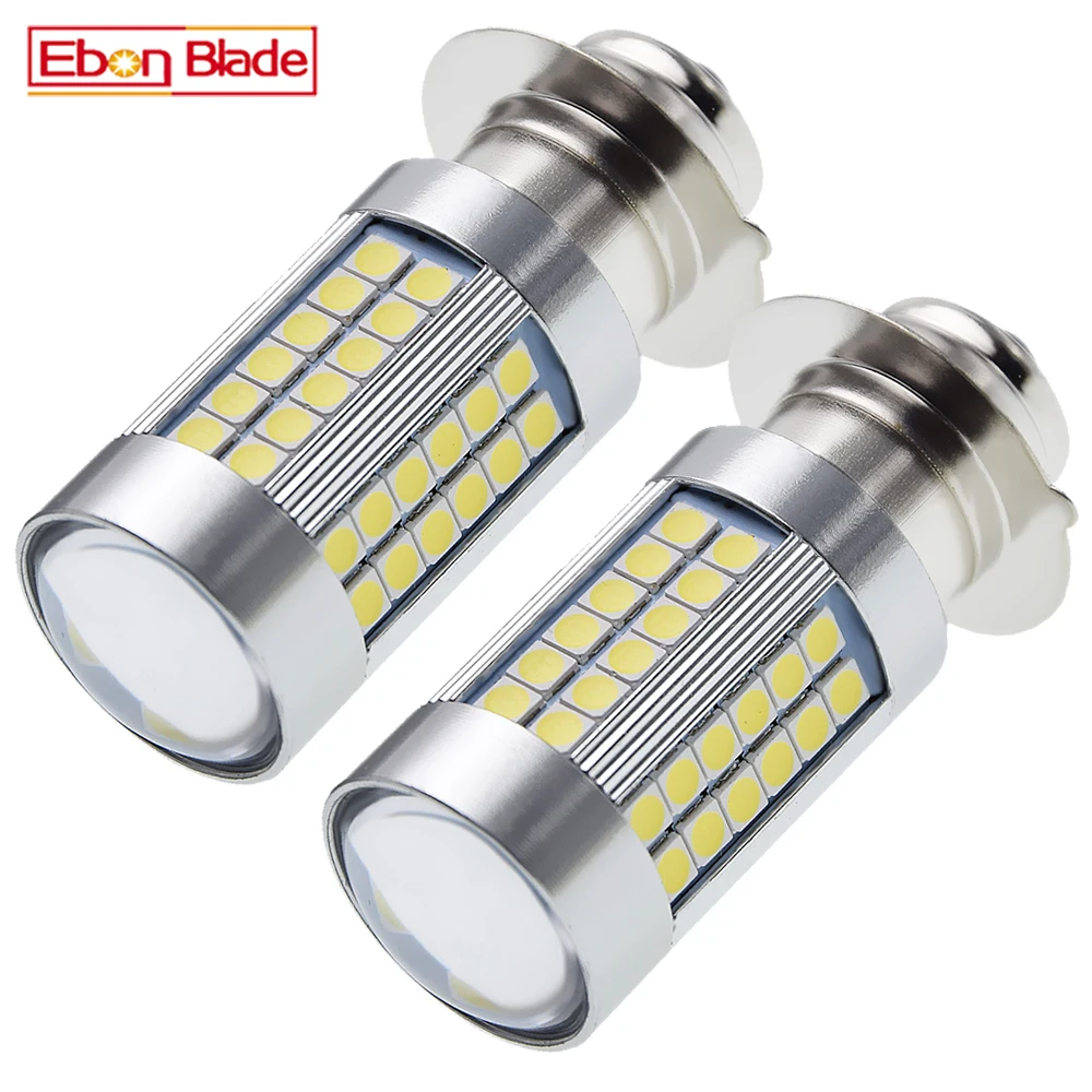 Pair 6V 12V Motorbike LED Headlight Bulb P15S P15S-25-1 66SMD White 6000K Scooter Moped ATV UTV Replace For Flosser Light Lamp