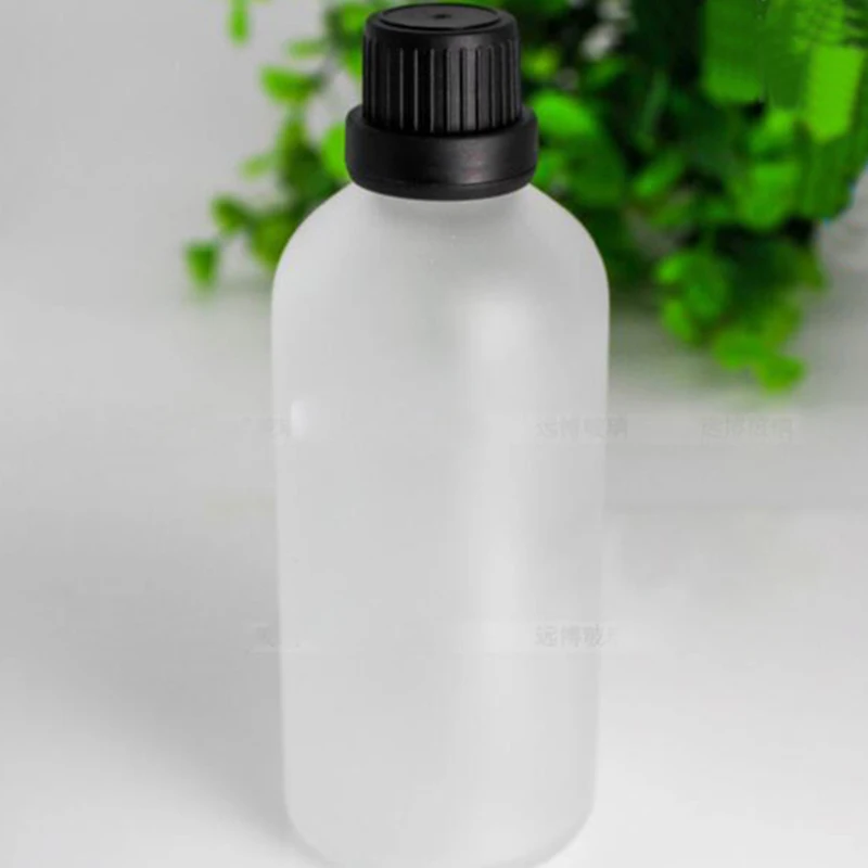 Empty Frosted Clear Glass Euro Orifice Dropper Bottles 100ml Essential Oil Liquid Aromatherapy Containers With Black White Cap