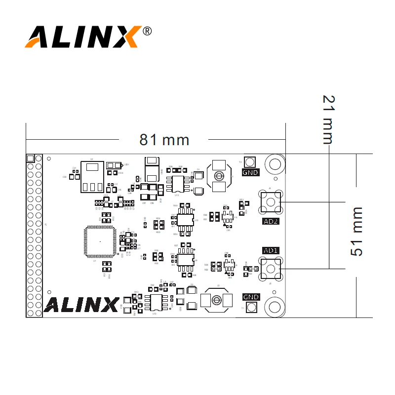 Alinx an9238: fpgaボード65msps 10mv用のデュアルチャネル12ビットadモジュール