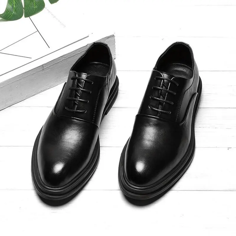 Mens Dress Shoes Oxfords Business Office Pointed Black Brown Lace-Up Men\'s Formal Shoes Wedding shoes 569