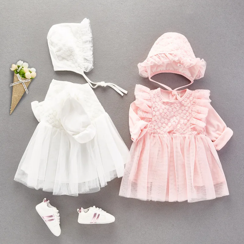 Long Sleeve Lace Baby Girl Dress Party and Wedding Dresses Baptism Princess Cotton Baby Girls Clothes Autumn New