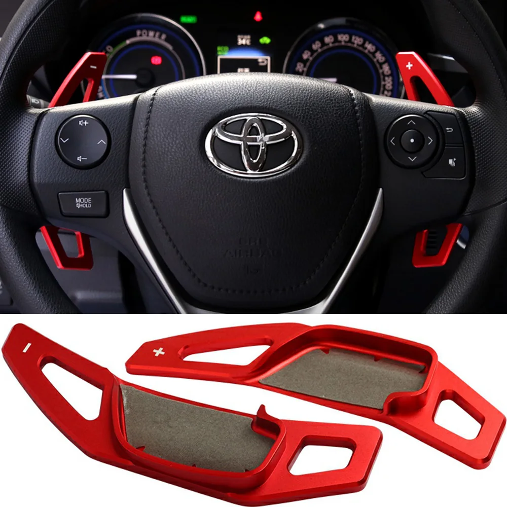 مجداف شيفتر موسع لتويوتا RAV4 كامري كورولا كراون مارك X Zelas الهجين 2013-17 عجلة توجيه سيارة DSG ملصق ملحق