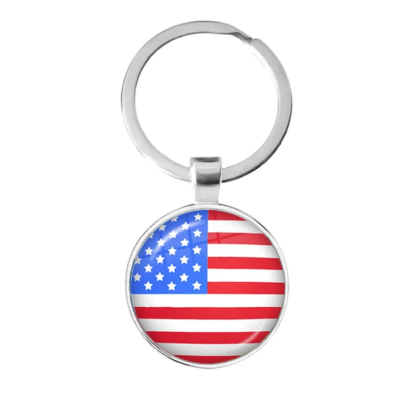 National Flag Round Keychain Korea, Serbia, Russia, Slovenia, Argentina, the United States, Turkey, Spain, Dominica Keyring Gift