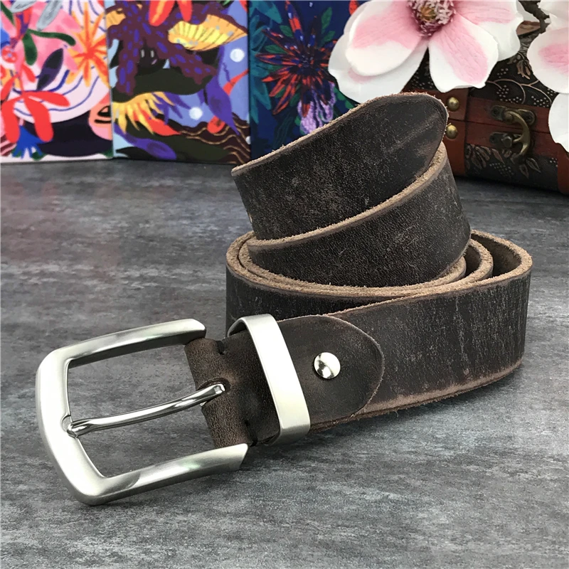 

Stainless Steel Belt Buckle Luxury Leather Belt Men Super Thick Ceinture Men Belt leather genuine Men's Belt Wide Riem SBT0010