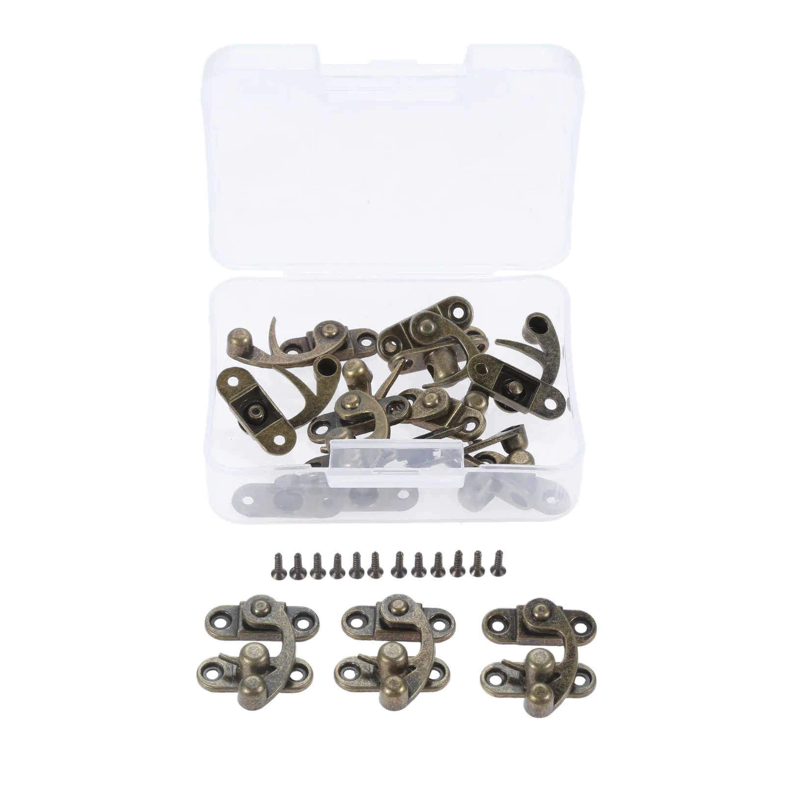 10pcs 29*33mm Antique Bronze Horn Lock Decorative Latch Hasps Hook Gift Wooden Jewelry Box Padlock with Screws
