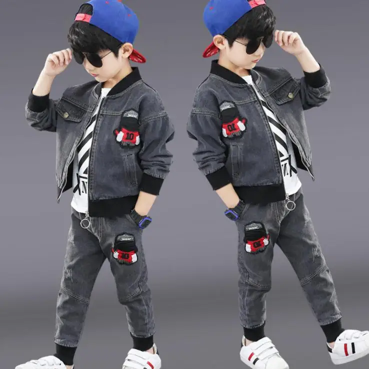 Children\'s clothing boy suit 2024 new children\'s foreign style spring and autumn handsome boy jacket + pants 2 piece set