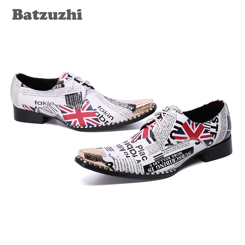 Batzuzhi Handmade Italian Type Men Shoes Personality Leather Dress Shoes Men Pointed Metal Tip Party Shoes Men! Erkek Ayakkabi