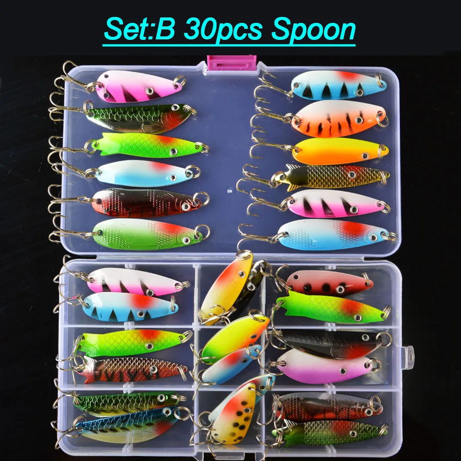 Colorful Spoon Fishing Lure Set Spinner 2-10g Trout Pike Metal Bait Kit Crankbait Fresh/Salt Water Isca Artificial Pesca Tackle