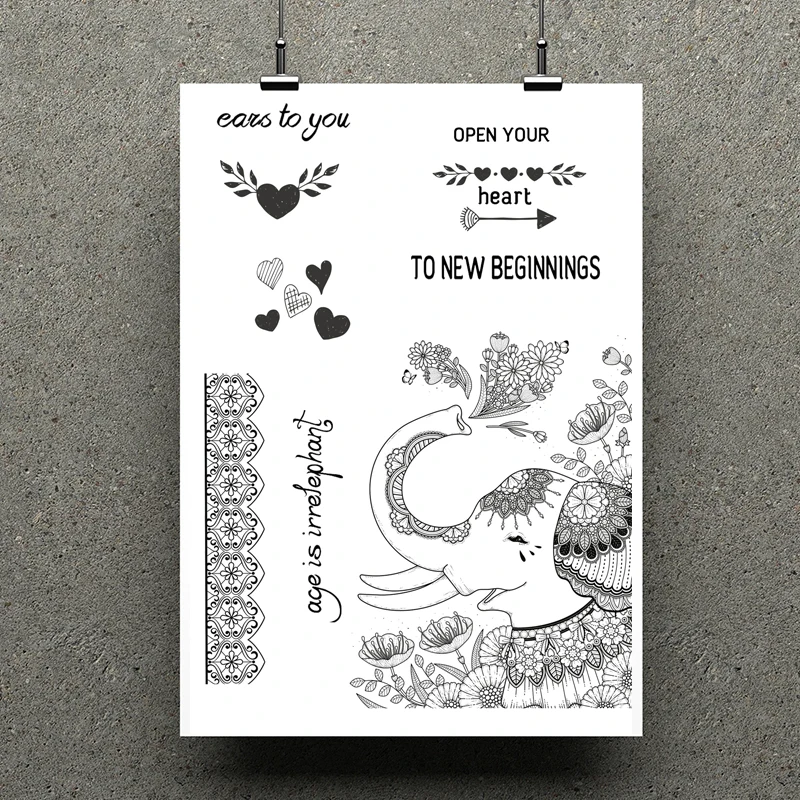 AZSG Crying Elephant Clear Stamps For Scrapbooking DIY Clip Art /Card Making Decoration Stamps Crafts