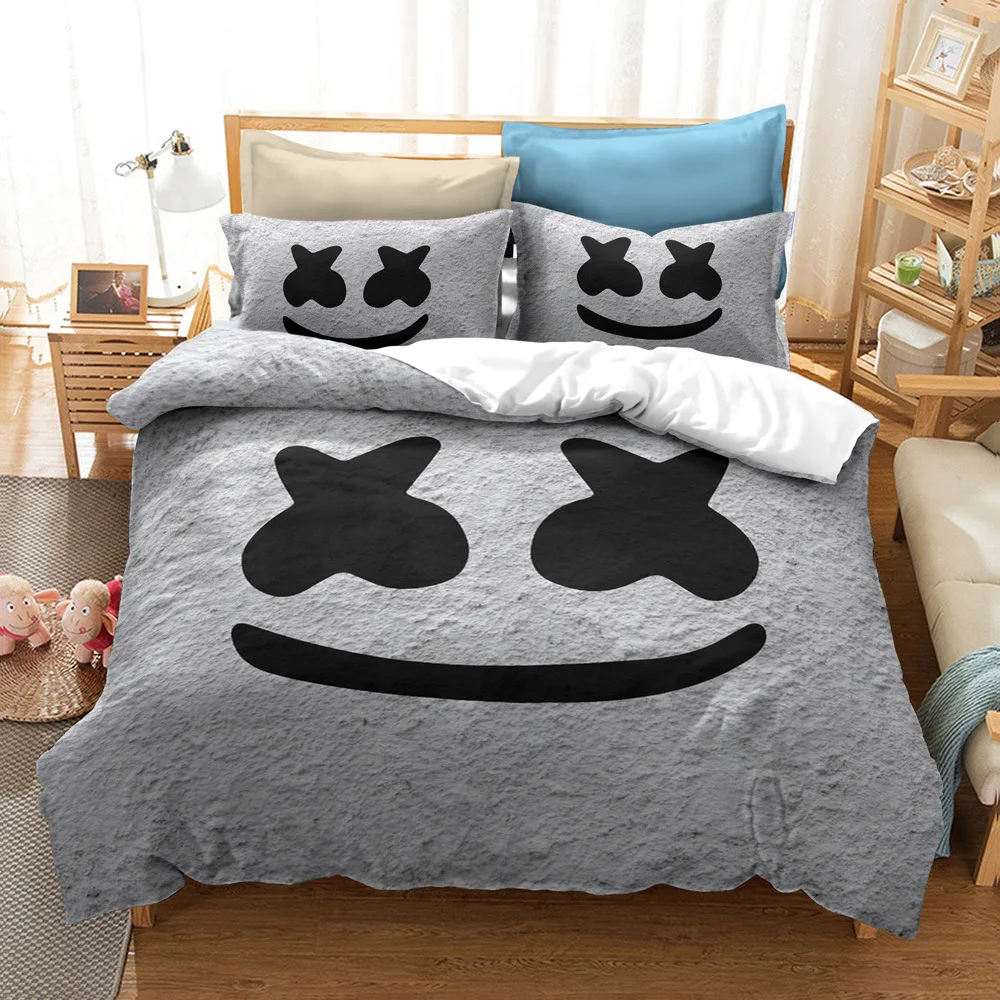 

Hot Kids Bedding Set DJ Marshmello 3D Printed Duvet Cover Pillowcase Quilt Bed Cover Children Bed Linen Double Queen King Size