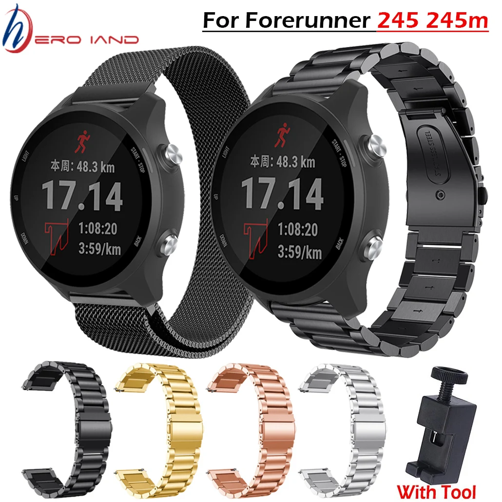 Stainless Steel Strap for Garmin Forerunner 245 245M 645/Vivoactive 3 Music/Vivomove HR Bracelet Smart Watch Wristband Correa