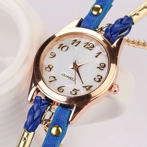 Wrist Watch Women Vintage Multilayer Faux Leather Alloy Braided Bracelet Wrist Watch Jewelry Women Quartz Watch Bracelet