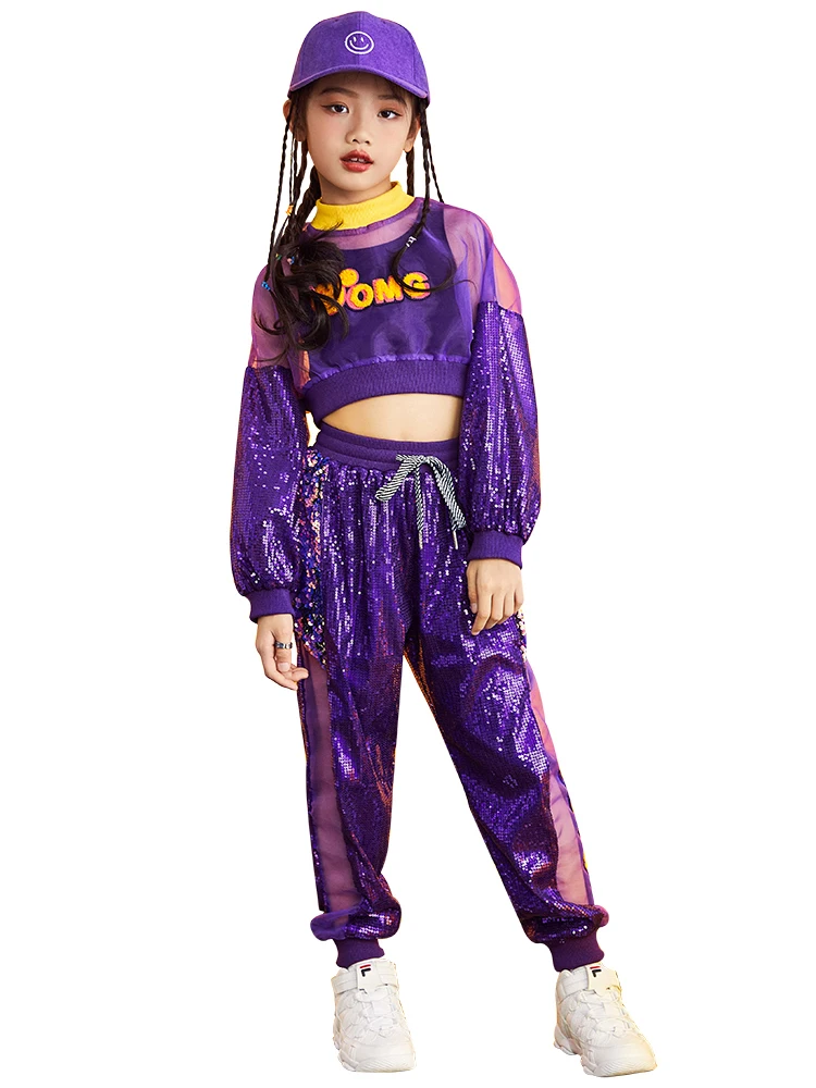 Costume de Jazz et de danse pour enfants, tenue de rue à paillettes, pour spectacle sur scène, vêtements de danse modernes, Hip Hop, nouvelle collection 2020