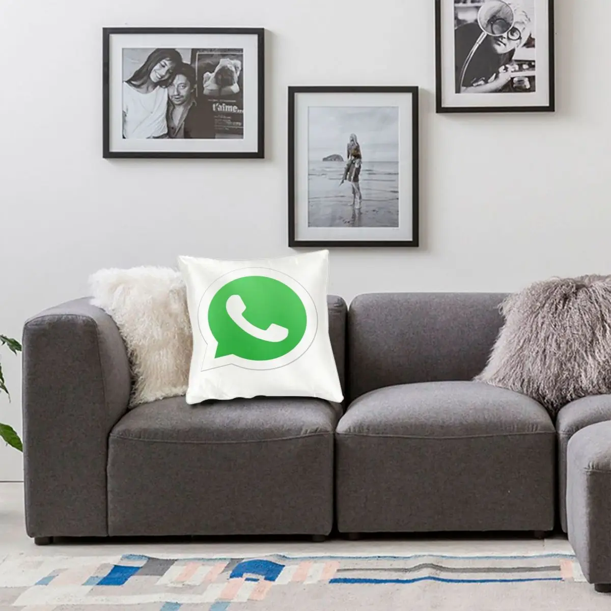 WhatsApp Logo Icon Gift Pillowcase Polyester Linen Velvet Printed Zip Decor Room Cushion Cover