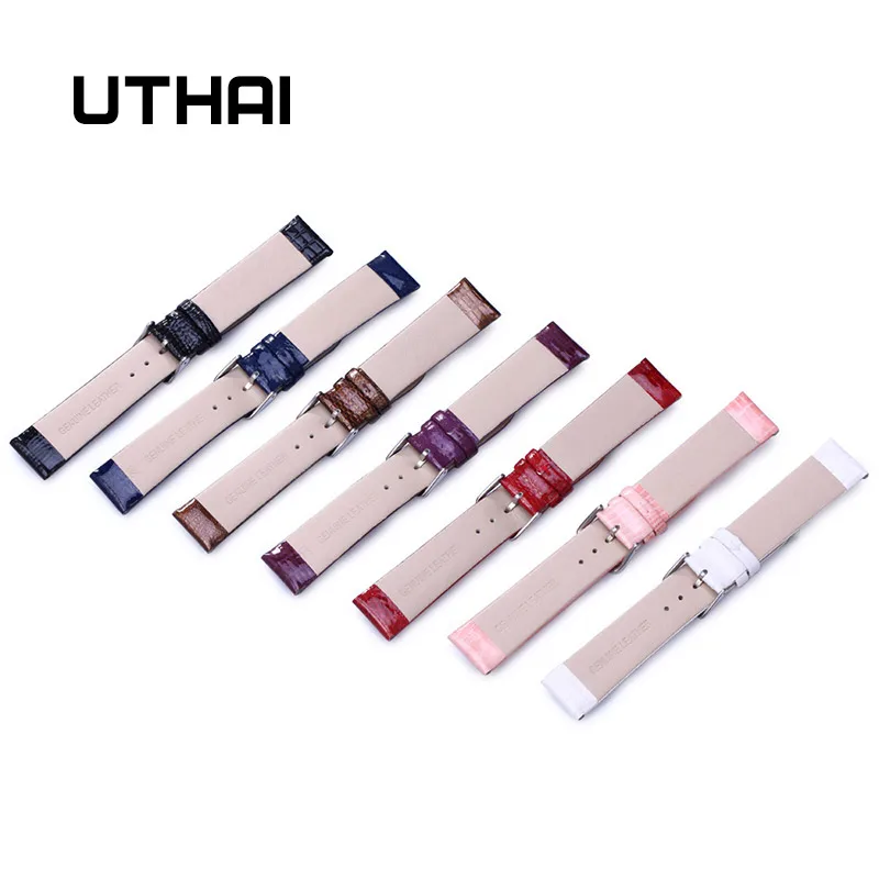 UTHAI Z10 Watch Band Woman Genuine Leather Straps 12-22mm  Accessories High Quality Lizard Pattern Watchbands