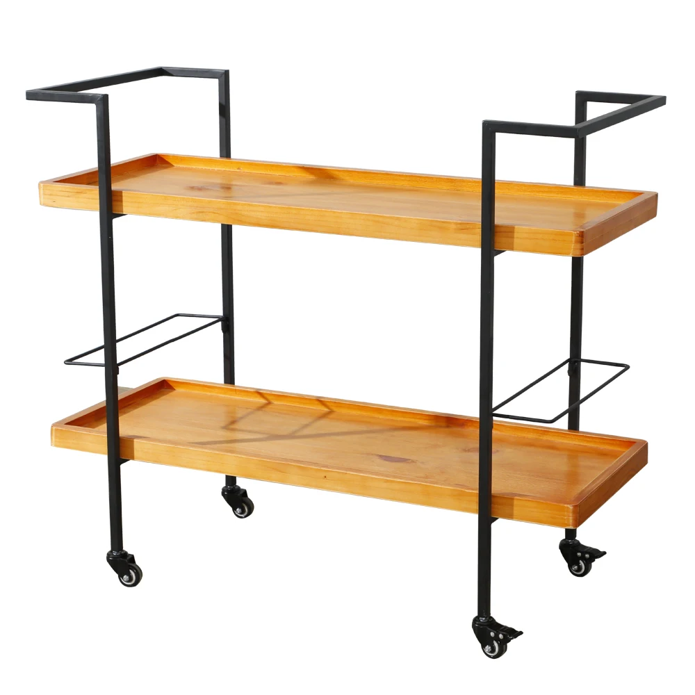 IN Stock (96.5 x 41 x 84)cm Industrial Wooden Bar Cart  Bar Serving Cart  Dining Cart US Warehouse