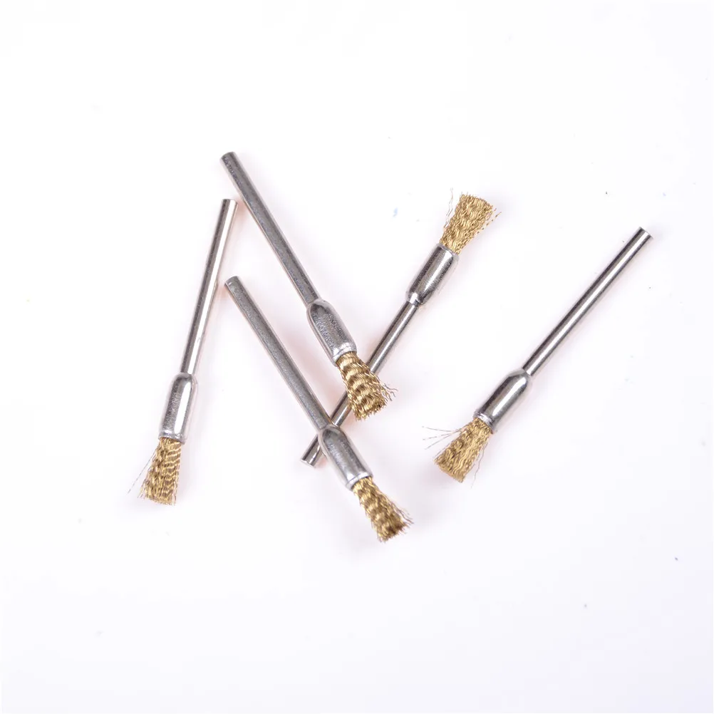 1 Set 5/10pc 미니 와이어 브러쉬 3mm X 5mm 황동 컵 휠 그라인더 또는 드릴 로타리 도구 금속 녹 제거 브러시 도구