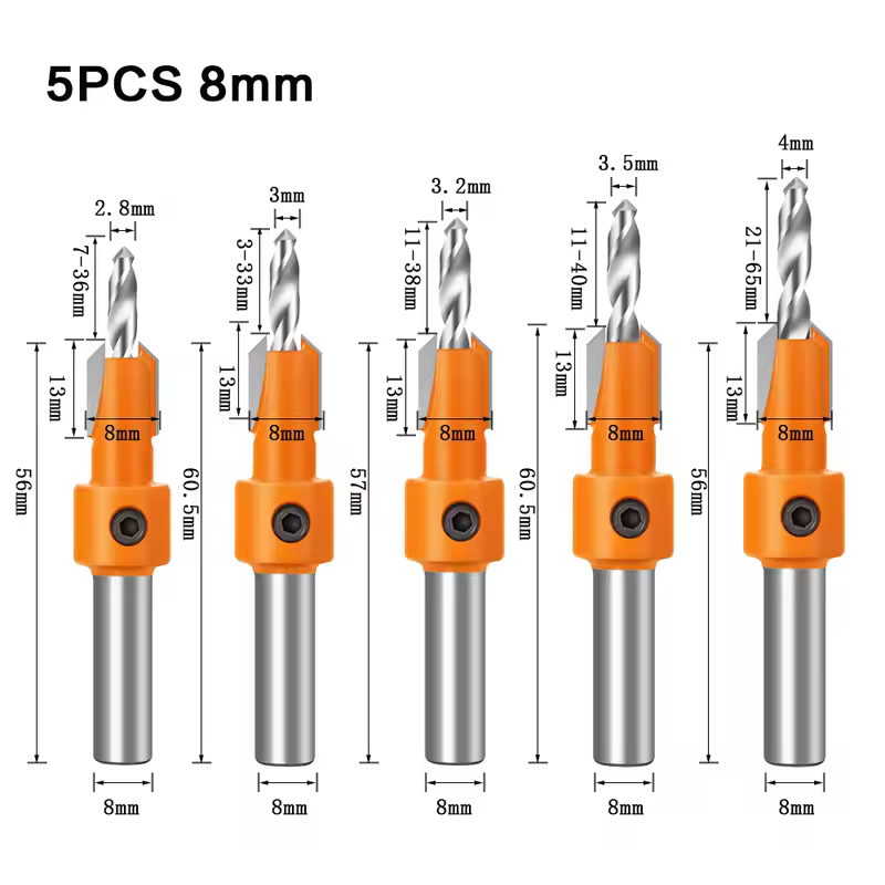 8mm Shank HSS Woodworking Countersink Router Bit Screw Extractor Remon Demolition for Wood Milling Cutter Woodworking Tools - Image 4