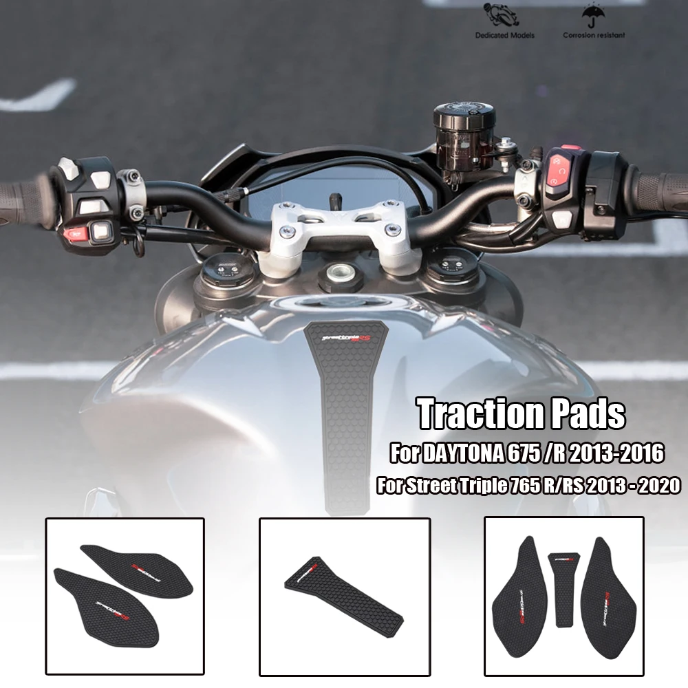 

Moto Gymkhana Anti-slip Tank Pads Sticker Side Gas Knee Grip Traction Pads For DAYTONA 675 /R Street Triple 765 R/RS 2013 - 2020