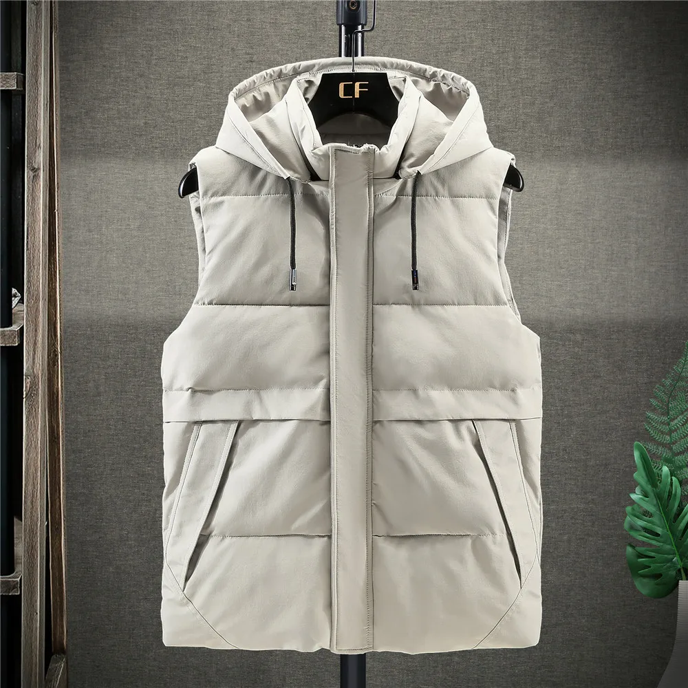 

Men Plus Large Size 5xl Winter Vest Hat Detachable Waistcoat Outwear Sleeveless Jackets Warm Parka Unloading Coat for Men Unisex