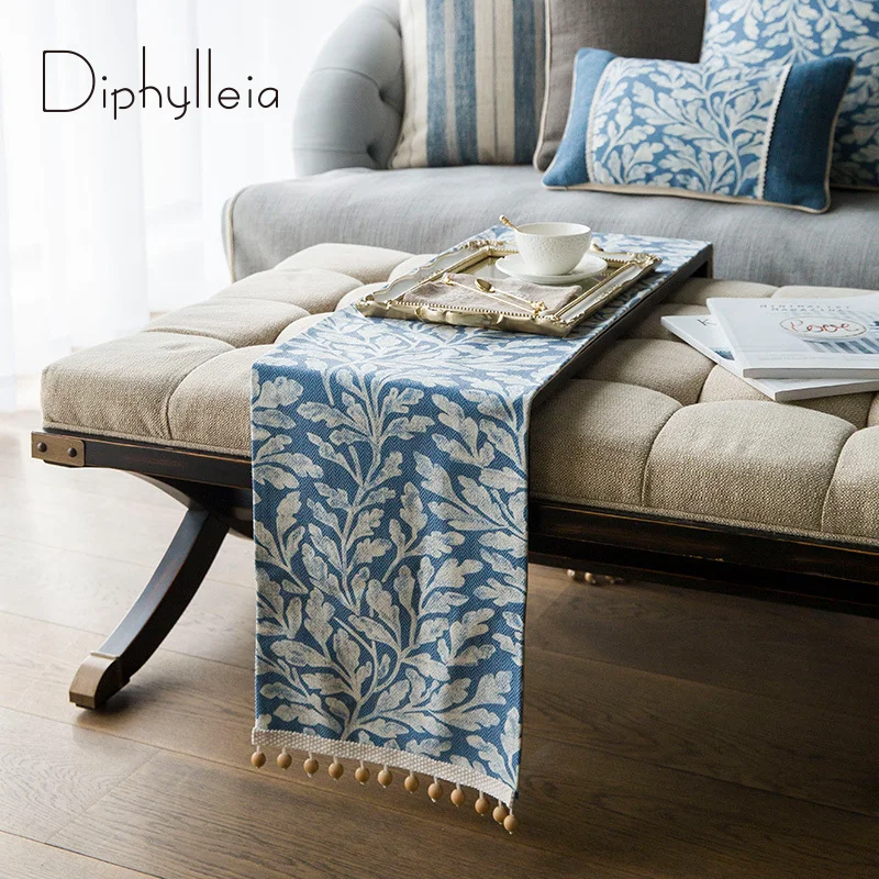 Diphylleia Nordic Table Runner American Rural Style Shabby Chic Floral Tapestry Dresser Scarves Dining Room Tabletop Decoration